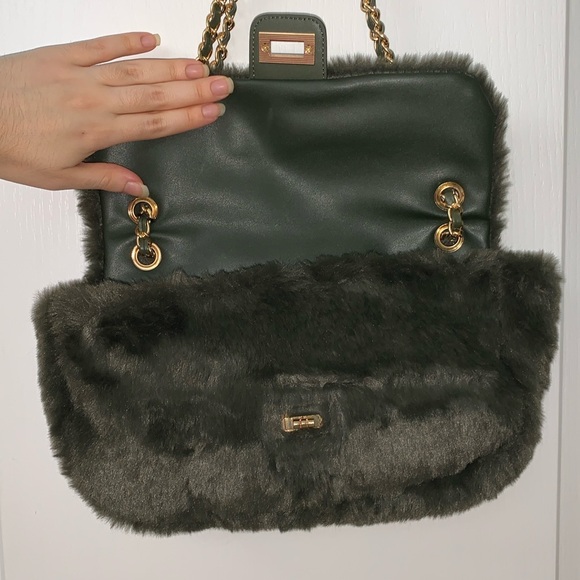 House of Harlow 1960 Deep Green Fur Flap Bag - Picture 13 of 16